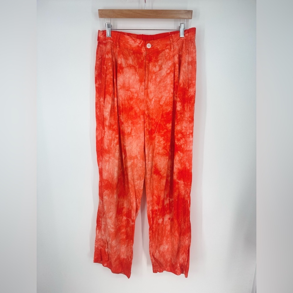 Raquel Allegra 100% SILK Tye Die Wide Leg High Waisted Pants
